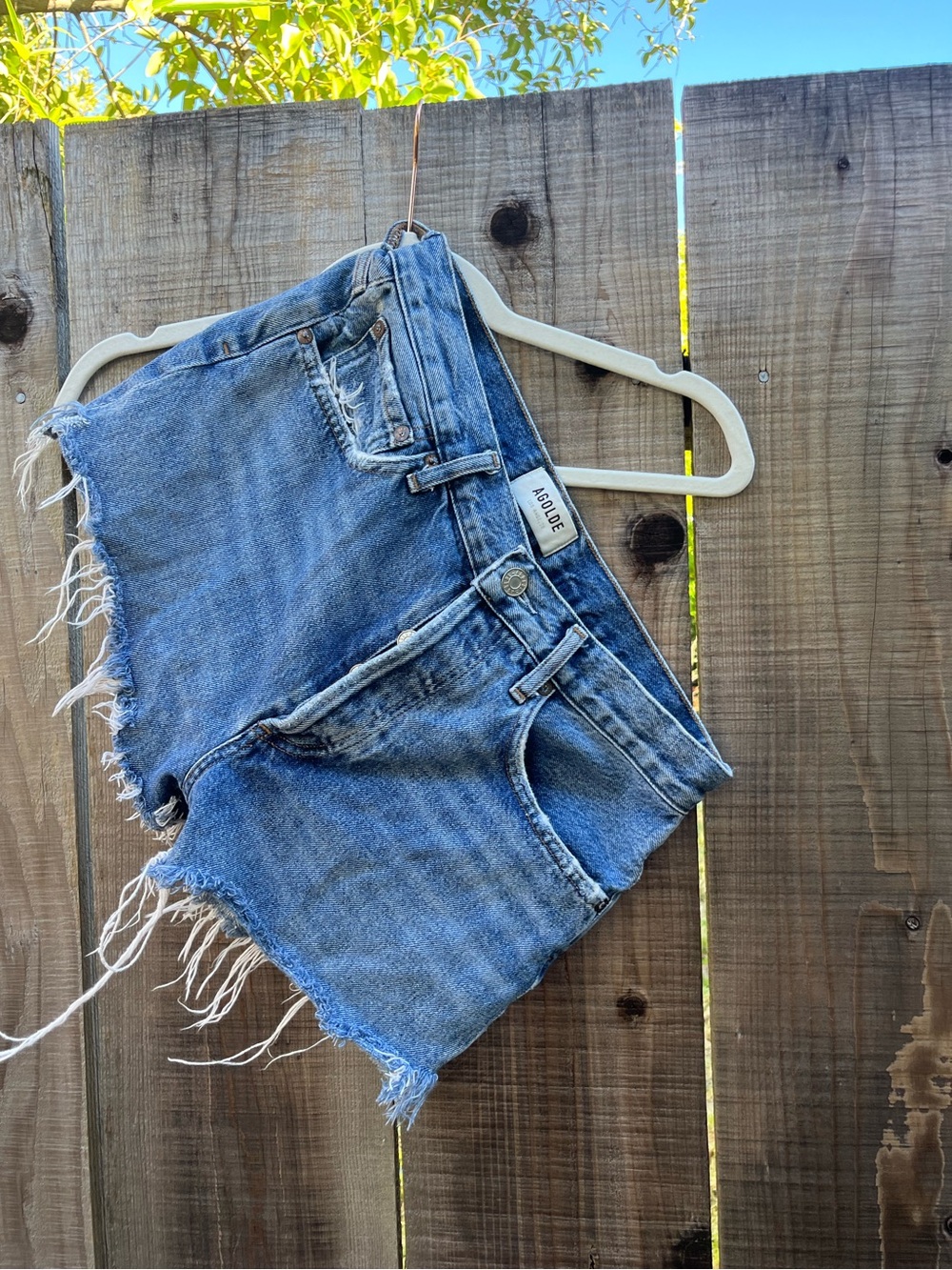 AGOLDE Parker Cut Off Denim Jean Shorts High Rise Size 27  Women